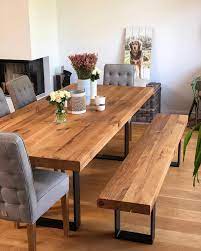 Farmhouse style dining room table makeover. Holztisch Aus Eiche Massiv Oak Dining Table Dining Room Table Dining Table Design