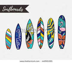 Download Set Of Surfboards With Tropical Plants And Birds Vector Isolated Objects Surfboard Tropical Plants Surf Logo