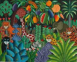Jungle Paintings By Haitian Pierre Maxo Jungle Artwork Flower Art Painting Tropical Art