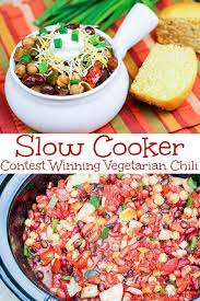 Slow Cooker Vegetarian Chili Recipe Easy Healthy Veggie Chili Made In A Crock Pot Vegetarian Crockpot Vegetarian Chili Crock Pot Vegetarian Chili Recipe
