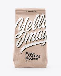 Kraft Food Bag Mockup In Bag Sack Mockups On Yellow Images Object Mockups