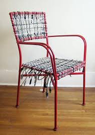 A Truly Unique Piece I Made This Art Chair Using A Red Metal Frame Found In The Alley And Over 70 Old Computer Cab Furniture Cool Furniture Unique Furniture