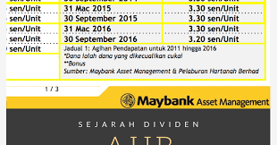 The fund seeks to provide unit holders with a regular and consistent income stream whilst preserving the unit holders� investment capital. Dividen Amanah Hartanah Bumiputera Ahb