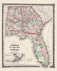 Map Of Florida Alabama Line Amazon.com: Maps Of The Past Georgia Alabama Florida - Colton 1858 - 23.00  X 28.34 - Matte Art Paper : Sports & Outdoors