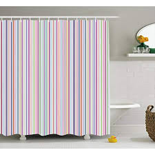 Lunarable Striped Shower Curtain By Pastel Colored Vertical Lines In Modern Abstract Imag Geometric Shower Curtain Striped Shower Curtains Bathroom Decor Sets