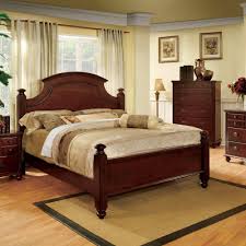 Furniture Of America Bow Transitional Cherry Four Poster Bed In 2020 Furniture Bedroom Furniture Stores Bedroom Furniture