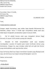 Download contoh surat izin cuti pegawai pemerintah (pns/asn) cuti melahirkan, cuti ibadah umroh dan haji, cuti urusan keluarga dan cuti melahirkan. Format Surat Rasmi 2020 Contoh Pd Kg Mentadak Baru Facebook