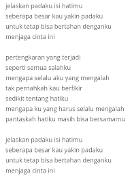 Berikut cuplikan syair nyanyian / teks dari lagunya: Lirik Lagu Seventeen Selalu Mengalah