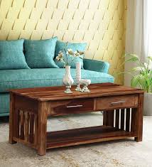 Coffee tables and storage tables at chic teak. Large Sheesham Solid Wood Coffee Table In Rustic Teak Finish By Mft My Furniture Town