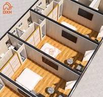 Daxiang OEM ODM Gym Customized Aparment Hospital 30FT Resort Fully Finished  Workshop Flatpack 20FT Steel Frame 10FT Low Cost Container House