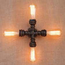 Perfect for kitchen, stairs & more! No Minimum Water Pipe Wall Sconce Sun Run Metal 4 Head Vintage Industrial Wall Ceiling Pendant Light Fixture With Retro Style For Bar Kitchen Living Room Bedroom E26 Socket Lamp Lighting Zero Profit Www Qualitysuber Com