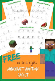 Free Printable Minecraft Addition Worksheets Money Saving Mom Homeschool Math Homeschool Worksheets Math For Kids