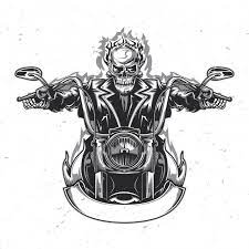 Skeleton Riding On The Motorcycle Biker Tattoos Biker Art Skulls Drawing