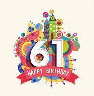 Gelukkige Verjaardag 61 Jaar Wenskaart Poster Kleur Clipart Afbeeldingen