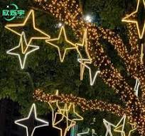 Outdoor Waterproof Led Motif Lighting 220V Street Four-Pointed Star Polaris Treetop Decoration Light