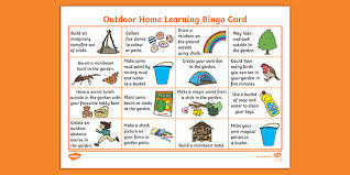 Print them or play online. Outdoor Home Learning Bingo Card