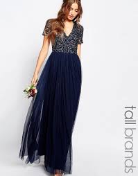 Maya Tall V Neck Maxi Tulle Dress With Tonal Delicate Sequins At Asos Com Maxi Dress Prom Floor Length Chiffon Bridesmaid Dresses Prom Dresses With Sleeves