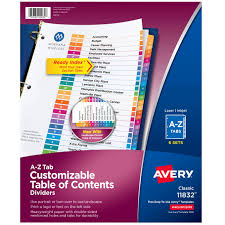 Check out our tab divider template selection for the very best in unique or custom, handmade pieces from our shops. Avery A Z Tab Dividers For 3 Ring Binders Customizable Table Of Contents Multicolor Tabs 11832 6 Sets Index Dividers Office Products Fcteutonia05 De