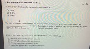 List of banks in canada. Solved 1 The Bank Of Canada S Role And Functions Aa Aa T Chegg Com