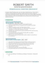 Dental Receptionist Resume Samples Qwikresume