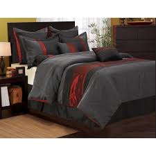 Black And Grey Bedding Sets Corell Red Black 7 Piece Comforter Set Decor Project Ideas Black Comforter Sets Black Comforter Grey Comforter Sets