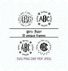 Harry Potter Round Frames Svg Hp Circle Monogram Svg Gryffindor Hufflepuff Ravencla Hogwarts Acceptance Letter Template Hogwarts Acceptance Letter Lettering