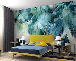 beibehang custom large high quality 3d wallpaper fashion retro modern blue feathers tv sofa bedside ba feather wallpaper mural wallpaper blue feather wallpaper