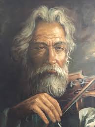 William Hoffman Portrait Painting of Man with Beard Fiddle