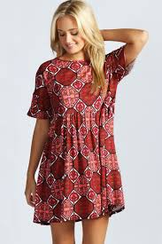 Lulu Oversized Turn Back Cuff Smock Dress At Boohoo Com Casual Dresses Dresses Fashion