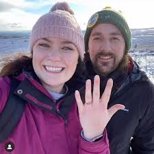 Emerald cut moss agate Bridal engagement ring
