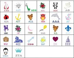 a great chart of sorority colors and mascots panhellenic