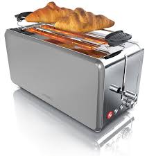 Arendo Langschlitz Toaster Aus Edelstahl Fur 4 Scheiben Desayuno Grau Online Kaufen Otto Toaster Edelstahl Toaster Design