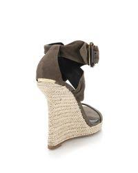 Burberry Catsbrook Suede Espadrille Wedge Sandals In Dark Grey Gray Lyst
