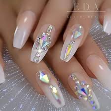 There are ombre nail tutorials online but one of the most popular methods is with a sponge. Amazon Com Eda Luxury Beauty Nude Pink Ombre White French 3d Luxe Jewel Design Press On Nails Full Cover Acrylic Nail Kit Artificial Nail Tips Extra Long False Nails Ballerina Coffin Square