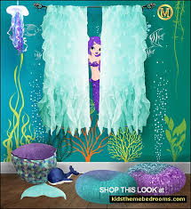This mermaid themed wall art with diy fish scales is a gorgeous statement piece that you can make with very little effort! Decorating Theme Bedrooms Maries Manor Underwater Bedroom Ideas Mermaid Bedroom Decor Under The Sea Theme Bedrooms Mermaid Theme Bedrooms Underwater Bedroom Decor Clamshell Bed Sea