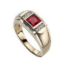 Men S 9ct Gold Created Ruby And Diamond Ring Ernest Jones Rings Wedding Rings Engagement Diamond Ring