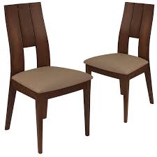Flash Furniture 2 Pk Emerson Walnut Finish Wood Dining Chair With Curved Slat Keyhole Back And Magno Walnut Wood Dining Chair Wood Dining Chairs Dining Chairs