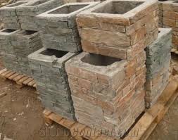 Yellow Slate Cement Pillars Cement Pillars Design Cement Stone Gate Post Slate Column From China Stonecontact Com