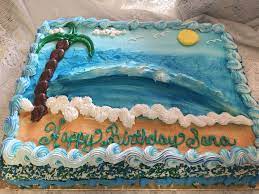 Textured cakes are a popular trend to consider; Tropical Beach Scene Cake Mueller S Bakery Beach Themed Cakes Cake Decorating Piping Themed Cakes