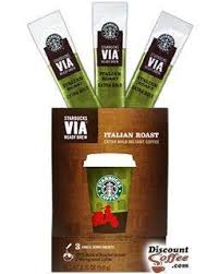 Starbucks via instant coffee italian roast. Starbucks Via Ready Brew Italian Roast Instant Coffee Packets Discountcoffee Com