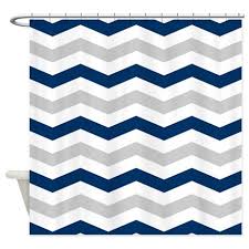 Navy White And Silver Chevron Shower Curtain On Cafepress Com Boy Decor Gray Shower Curtains Chevron Shower Curtain