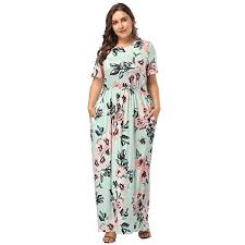 Hooyon Women S Casual Floral Printed Long Maxi Dress With Pockets S 5xl At Amazon Women S Clot Short Sleeve Maxi Dresses Maxi Dress Clothes For Pregnant Women