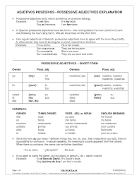 Spanish Possessive Adjectives Lessons Tes Possessive Adjectives Adjectives Adjectives Lesson