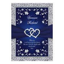 Navy Silver Floral Hearts Faux Foil Wedding Invite Zazzle Com Foil Wedding Invitations Floral Wedding Invitations Blue Wedding Invitations