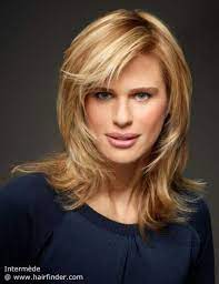 Layered From Her Eyes Downward With Extra Tapering Along The Sides For A Breeze And Feathery Accent Around Straight Blonde Hair Hair Stles Straight Hairstyles