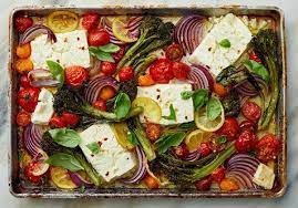 Sheet Pan Baked Feta With Broccolini Tomatoes And Lemon Recipe Recipe Vegetarian Recipes Vegetarian Vegetarian Dishes