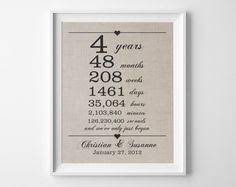 4 Years Together Linen Anniversary Print 4th Wedding Etsy 8 Year Anniversary Gift 10th Anniversary Gifts Anniversary Gifts For Husband