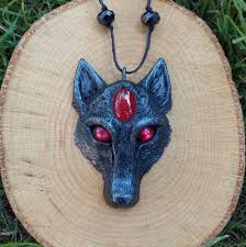 Wolf Pendant Black Wolf Spirit Animal Clay Wolf Cletic Pagan Wiccan Protection Amulet Agate Go Wolf Spirit Animal Wolf Spirit Wolves Pendants