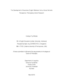 Berikut inisaya akan menginformasikan dimana tempat download skripsi bahasa inggris pdf gratis yang sangat bermanfaat sebagai bahan referensi skripsi bahasa inggris kita. Pdf The Development Of Vocational English Materials From A Social Semiotic Perspective Participatory Action Research Handoyo Puji Widodo Academia Edu