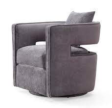 Tov Furniture Modern Kennedy Grey Swivel Chair Tov L6125 Barrel Chair Swivel Barrel Chair Contemporary Living Room Chairs